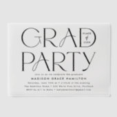 Moderne zwarte typografie afstudeerfeest vellum uitnodigingen (Voorkant)