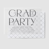 Moderne zwarte typografie afstudeerfeest vellum uitnodigingen (Offset (Uitnodiging))