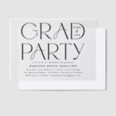 Moderne zwarte typografie afstudeerfeest vellum uitnodigingen (Offset)