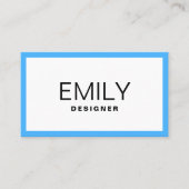 Moderne zwarte typografie | blauwe rand visitekaartje (Voorkant)