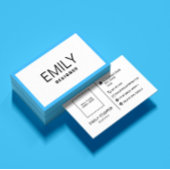 Moderne zwarte typografie | blauwe rand visitekaartje