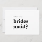 Moderne zwarte Typografie Bridesmaid proposal Kaar Kaart (Voorkant)