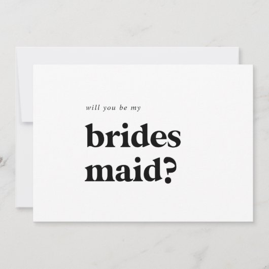 Moderne zwarte Typografie Bridesmaid proposal Kaar Kaart (Voorkant)