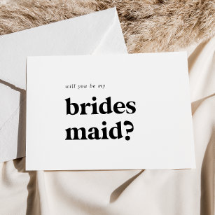 Moderne zwarte Typografie Bridesmaid proposal Kaar Kaart