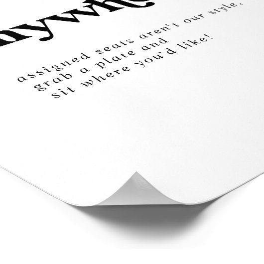 Moderne zwarte typografie bruiloft zit overal poster (Hoek)