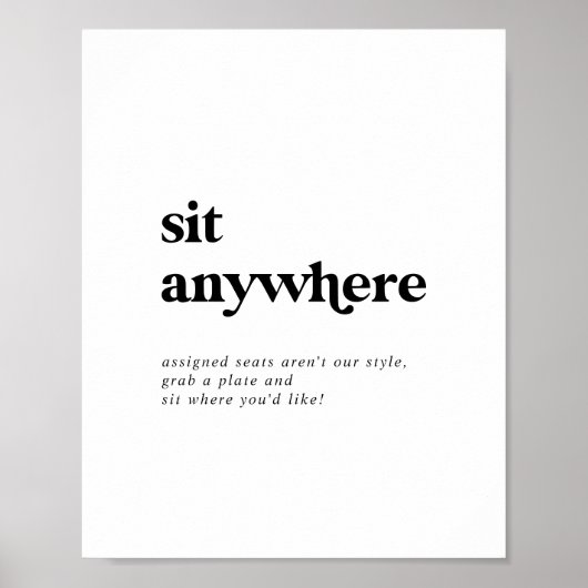 Moderne zwarte typografie bruiloft zit overal poster (Voorkant)
