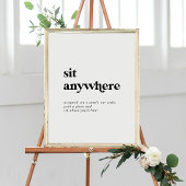 Moderne zwarte typografie bruiloft zit overal poster