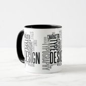 Moderne Zwarte Typografie Design Mok (Voorkant links)