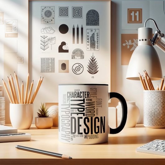 Moderne Zwarte Typografie Design Mok