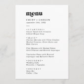 Moderne zwarte typografie dubbelzijdige bruiloft menu (Voorkant)
