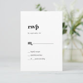 Moderne zwarte Typografie Eenvoudige RSVP-kaart RSVP Kaartje (Staand voorkant)