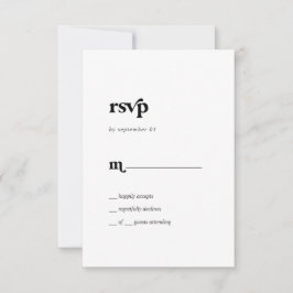 Moderne zwarte Typografie Eenvoudige RSVP-kaart RSVP Kaartje