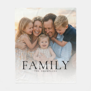 Moderne Zwarte Typografie Elegante Familie Fleece Deken