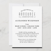 Moderne zwarte Typografie Foto Simple Afstuderen Aankondiging (Achterkant)