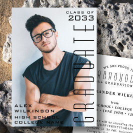 Moderne zwarte Typografie Foto Simple Afstuderen Aankondiging