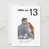 Moderne Zwarte Typografie Foto Tafelnummer (Voorkant)