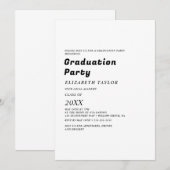 Moderne zwarte typografie grad feest uitnodiging (Voorkant / Achterkant)