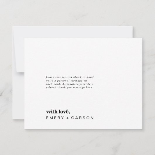 Moderne zwarte typografie Hartelijk dank Bedankkaart (Achterkant)