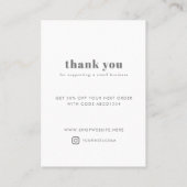 Moderne zwarte Typografie Hartelijk dank voor klei Kortingskaartje (Achterkant)