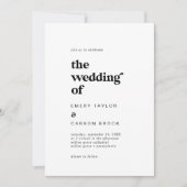 Moderne zwarte typografie Het huwelijk van Kaart (Voorkant)