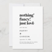 Moderne zwarte typografie niets Fancy Save The Date (Voorkant)