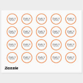 Moderne zwarte typografie Oranje grens Ronde Sticker (Vel)