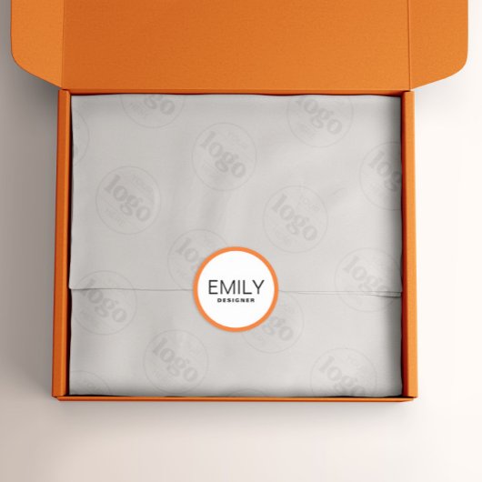 Moderne zwarte typografie Oranje grens Ronde Sticker