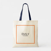 Moderne Zwarte Typografie Oranje Rand Tote Bag (Achterkant)