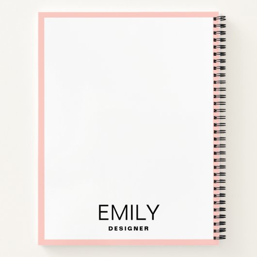 Moderne zwarte typografie | Pink Border Notitieboe Notitieboek (Achterkant)