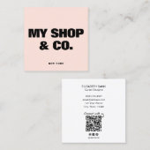 Moderne zwarte typografie QR-code Vierkante Visitekaartje (Voorkant / Achterkant)