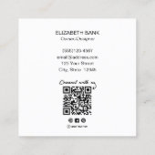 Moderne zwarte typografie QR-code Vierkante Visitekaartje (Achterkant)
