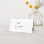 Moderne zwarte typografie Retro gevouwen bruiloft Plaatskaartje (Achterkant)