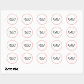 Moderne Zwarte Typografie Roze Rand Ronde Sticker (Vel)
