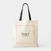 Moderne Zwarte Typografie Roze Rand Tote Bag (Achterkant)