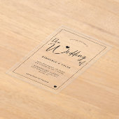 Moderne zwarte typografie script bruiloft acryl uitnodigingen (Laagn)