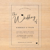 Moderne zwarte typografie script bruiloft acryl uitnodigingen (Voorkant)