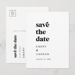 Moderne zwarte typografie Sparen de Datum Uitnodiging Briefkaart