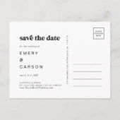 Moderne zwarte typografie Sparen de Datum Uitnodiging Briefkaart (Achterkant)