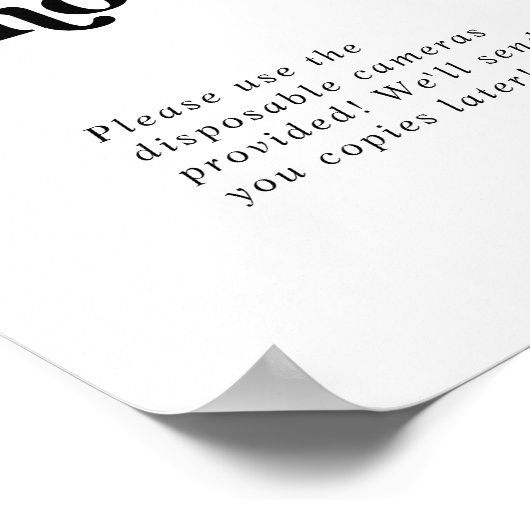 Moderne Zwarte Typografie Trouwfoto Bord Poster (Hoek)