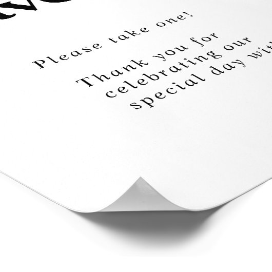 Moderne zwarte typografie trouwgunsten poster (Hoek)