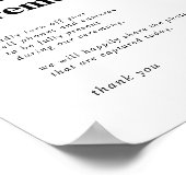 Moderne zwarte Typografie Unplugged Ceremony Sign Poster (Hoek)