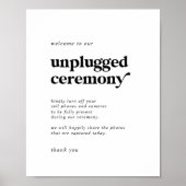 Moderne zwarte Typografie Unplugged Ceremony Sign Poster (Voorkant)
