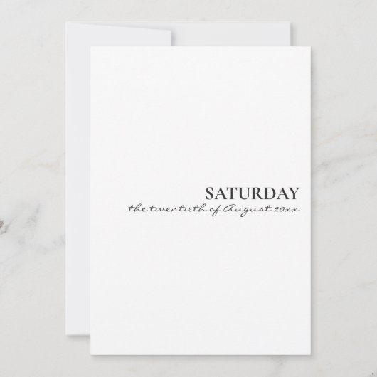 Moderne zwarte typografie wit goud bloemenbruiloft kaart (Achterkant)