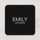 Moderne zwarte typografie | Zwart Vierkante Visitekaartje (Voorkant)