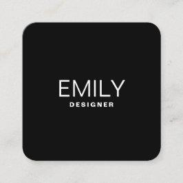 Moderne zwarte typografie | Zwart Vierkante Visitekaartje
