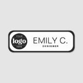 Moderne zwarte typografie Zwarte rand Naamplaatje (Voorkant)