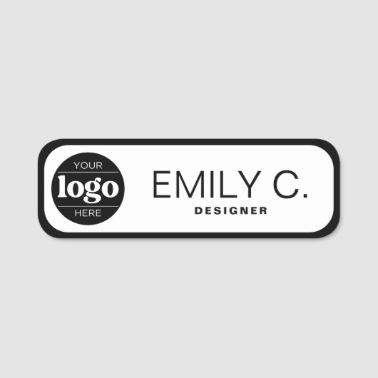 Moderne zwarte typografie Zwarte rand Naamplaatje (Voorkant)