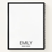 Moderne zwarte typografie | Zwarte rand Notitieboek (Achterkant)