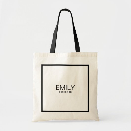 Moderne zwarte typografie Zwarte rand Tote Bag (Voorkant)