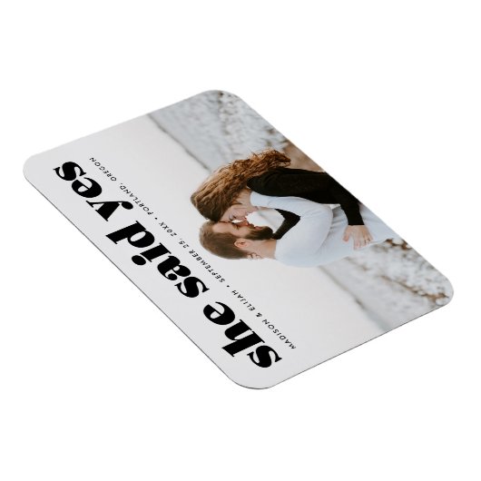 Moderne Zwarte Typography Foto Bewaar de Datum Magneet (Rechterzijde)